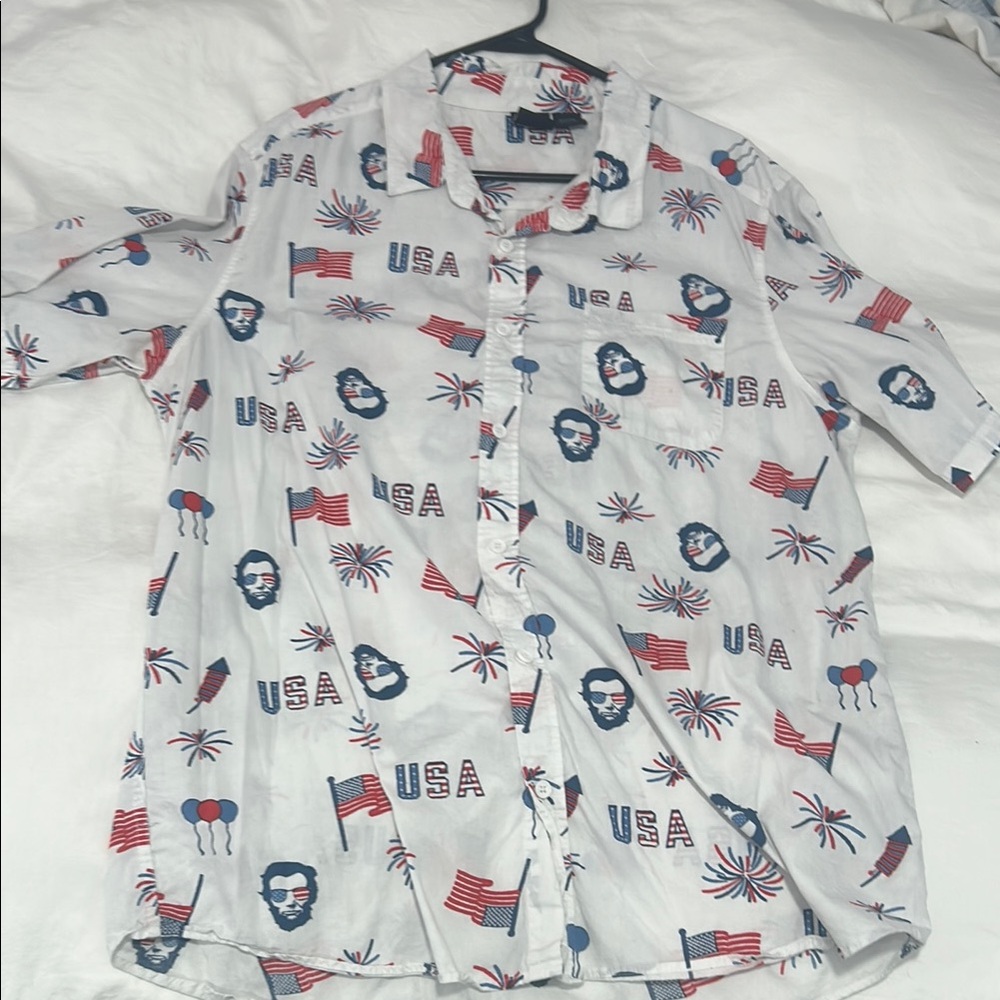 MAD Engine Patriotic USA Casual Button Down Shirt